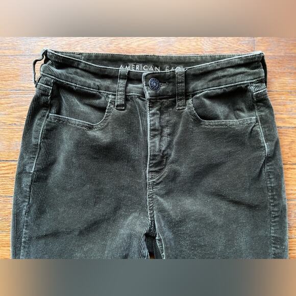 AMERICAN EAGLE Super Stretch Green Corduroy Hi-Rise Jeggings sz 4 (NWOT) - Picture 3 of 16